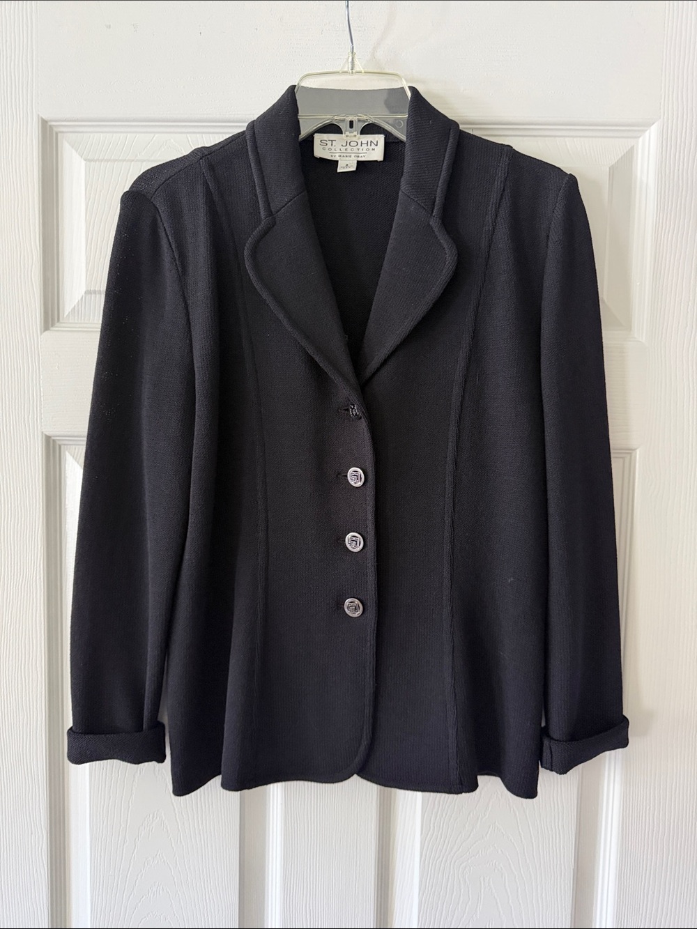 VTG St. John Collection Fall 2003 Black Santana Knit Blazer Jacket Size 6